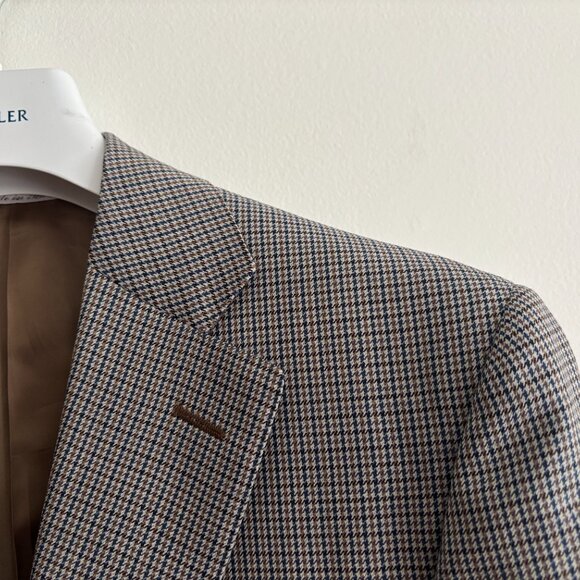 $2000 Canali Grey Houndstooth Check Tweed Wool Sport Coat / Blazer - 42 - Picture 11 of 11